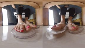 3DVR180-degree MARTINA office flip-flops crush POV humiliation