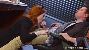 Ginger girl with pale skin Krystal Orchid gets intimate with her teacher