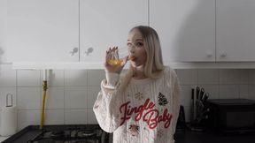 Hot Petite Sexy Girl in the Kitchen Masturbates on Christmas Day for Good Luck and Satisfaction