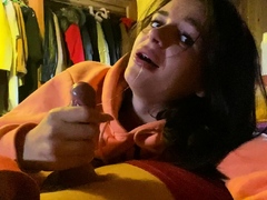 Brunette teen swallowing cum in POV blowjob