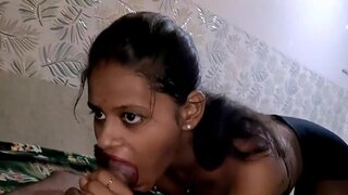 Gorgeous chick from India giving a deepthroated BJ