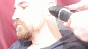 Close up head shaving and facial trimming 720p