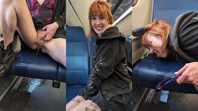 pixie pink public pissing and squirting in a busy train during the day