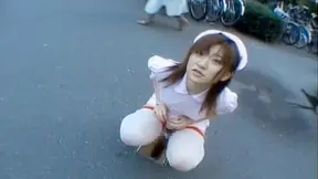 Naughty Asian girl is ing in public