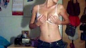Charming black haired sexpot strips and teases on webcam video
