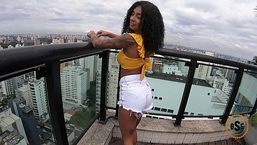 Petite Brazilian baddie banged in the ASS on the penthouse balcony