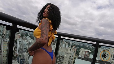 Petite Brazilian baddie banged in the ASS on the penthouse balcony