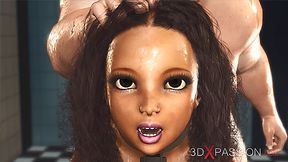 Hot sexy ebony in restraints gets fucked by a fat crazy chef