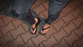 my feet and toe rings - public crossdressing