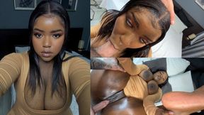 Filthy thick ebony babe gets nailed raw &mdash;  squirts and ends in a filthy creampie chaos