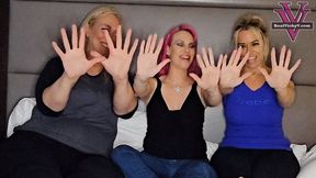 Amazon Seeshelle, Vicky, and Savie compare and measure hands: Body part Comparison, Hand Fetish, Size Comnparison- 1080p