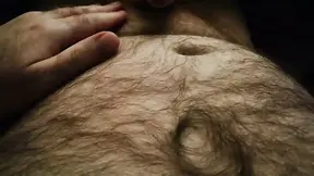 Hairy British Bear Stroking His Furry Belly and Bushy Cock