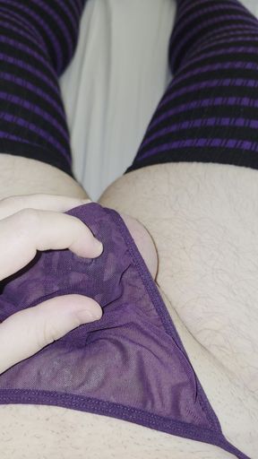 My first Sissygasm!! Fat sissy has her first sissygasm and cums inside her tiny chastity cage