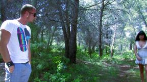 Sexy prey in the woods for a bad and aroused guy