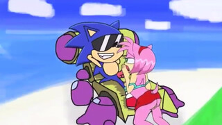 Amy gives Sonic a sloppy blowjob