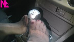 Revving Ford Focus and Footjobing Its Shift Stick