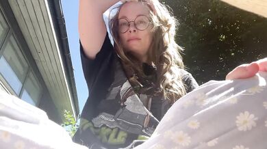 Shy girl drops tits for you to see perfect natural pair