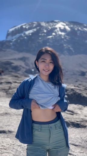 Asian slut public flashing in Kilimanjaro JOI