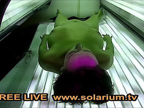 Solarium Cam Hot Milf masturbates on Public Live Voyeur Solarium
