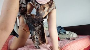 Unmarried woman enjoys ripping through her outfits