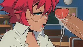 Anime Nerdy Maxine Blowing A