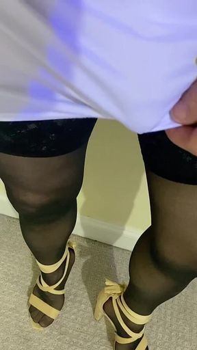 Crossdressing Madison CD Compilation in Lingerie and Stockings and Heels Showing off