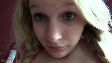 Cute Teen with very white skin and small tits tried to steal money from Sugar Daddy...