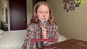 Lesbian lover talks dirty as she masturbates alone