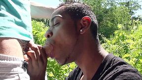 Straight guy sucked by ebony in exhib outdoor place - CrunchBoy