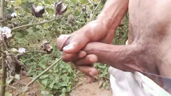 Big Uncut Cock Piss and Cumshot in Outdoor Jungle Fuck