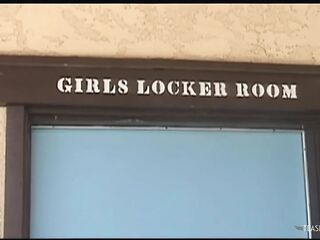 Sexy blond cheerleader has her flawless cunt dicked down with excitement in the locker room