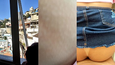Saí de sainha sem calcinha, encontrei um safado no elevador e ele arrombou meu CU e me deu banho de leite.