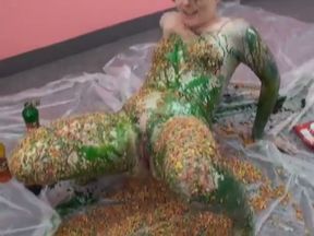 Kinky coed Veronica's messy breakfast