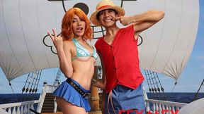 Beautiful redhead on high heels Carolina Guerrero impaled from behind