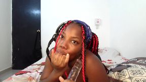 This Little Ghetto Ebony Thot Loves Spending The Night In Her Room Sucking The Dildo Toy She Needs Cum In Her - Mastermeat1