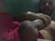 Latino stepson masturbating his thick cock