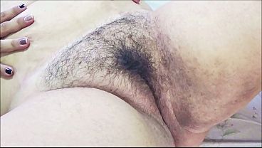 Hairy and horny married MILF cums hard
