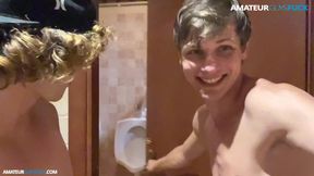 2 friends get filthy in a public bathroom,and they filmed it just for you