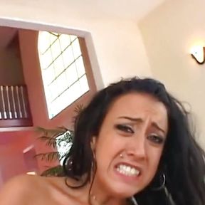 Dark Haired Porn Newbie Gets a Taste of Some Hard Dick Inside Her Asshole