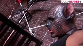 Trapped in the Cage and Fucked Anally. Blonde with Big Tits Sucks Dick and Gets Fucked Hard in the Ass