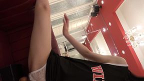 - She is caressed with a while opening her legs. Basketball. T-back.