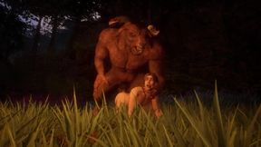 Gay furry minotaur monster fucks guy's ass throat monsterbait wild life