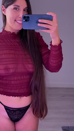Iconic moment from &quot;Trying on tops with very hot transparencies&quot;