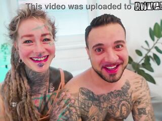 Tattoo wench hottie gets ruined by a thick BWC — each inch taken, each gap owned
