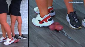 Stomping The Cum From Your Cock & Balls Under Our Nike Huaraches & Plexiglass - 190 Split Cam - Goddess Amber - Miss Lucy - Trample CBT Ballbusting