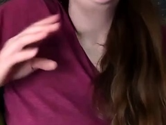 Busty brunette foot fetish and footjob in nylons