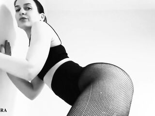 Fishnet Tights Tease in Ebony and White