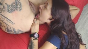 My girl licks my ass for the first time, amazing, while all my farts come out straight into her mouth. She licks my whole ass, runs her tongue over my dirty ass.