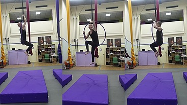 Instructor: 'Keep your knees and your ankles together', Willow: 'That's hard for Eryn!'