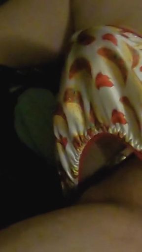 Satin taco thong bulge play jerk & cum